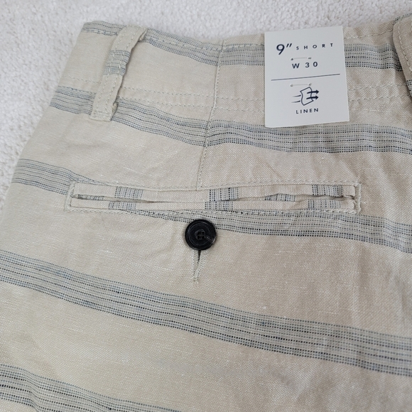 Lucky Brand Beige Stripe Linen Blend 9" Flat Front Shorts Sz 30 NEW - Picture 9 of 16